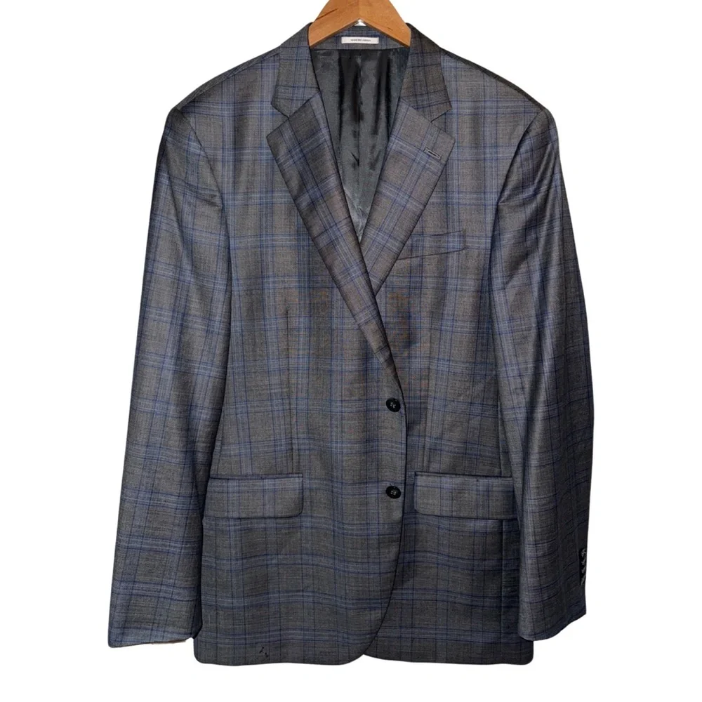 Peter Millar Crown Crafted Wool Blazer Windowpane Plaid Made in Canada - Picture 7 of 12